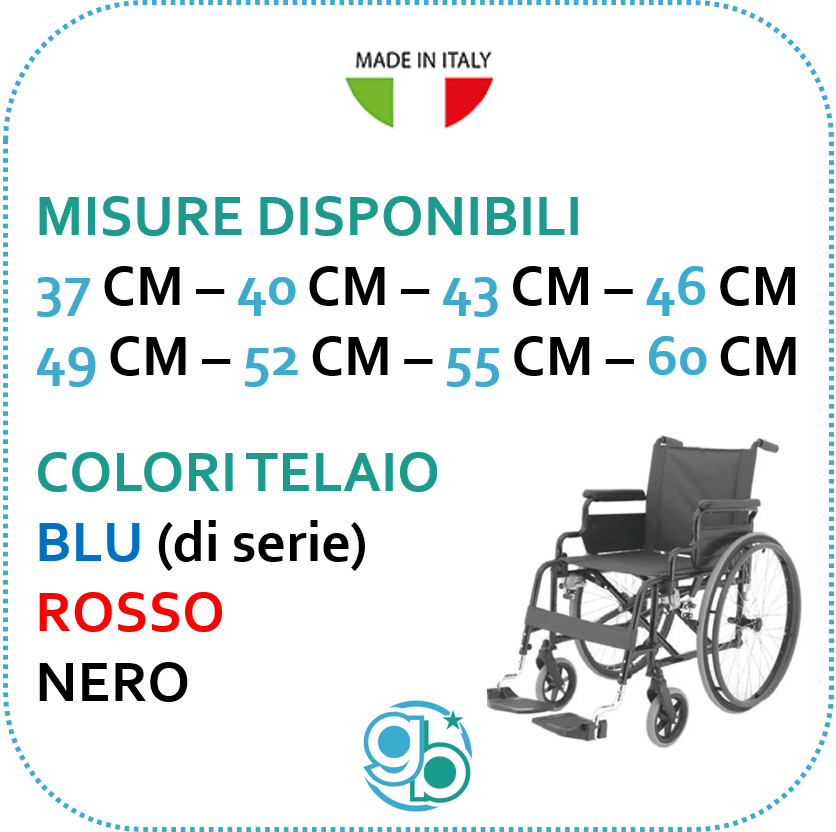 Carrozzina pieghevole autospinta leggera - PL Spin 52 cm - GB Medicali