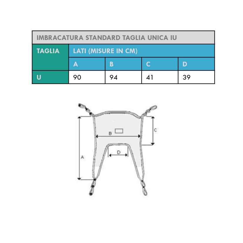 GB Medicali - Imbracatura standard per sollevatore elettrico misura unica - IU
