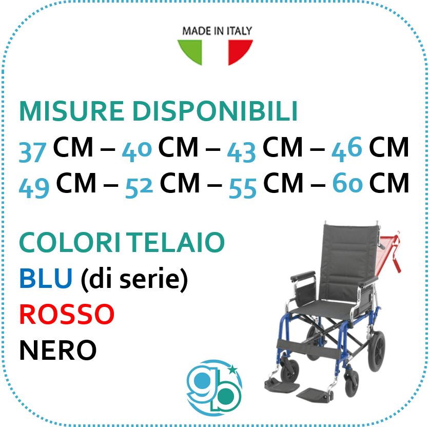 GB Medicali - Carrozzina pieghevole misure disponibili