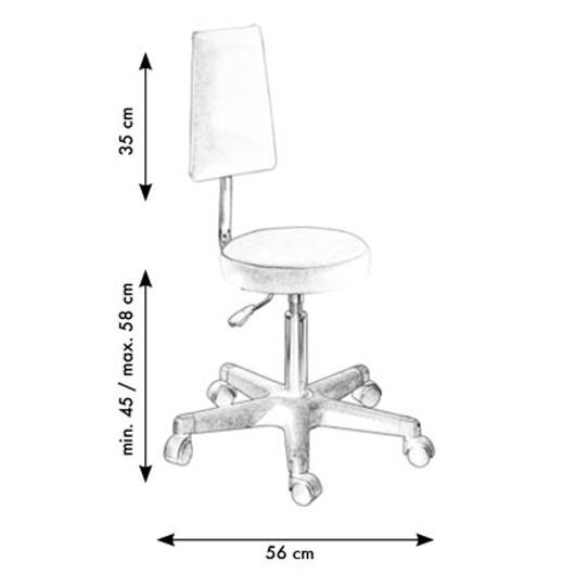 GB Medicali - Sgabello regolabile h 45/58 cm con schienale - EB21