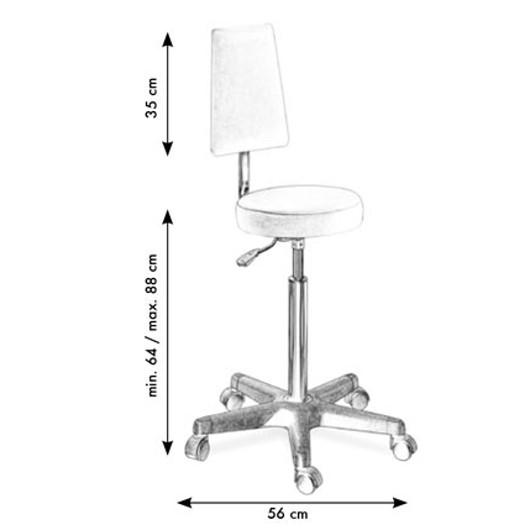 GB Medicali - Sgabello regolabile h 64/88 cm con schienale - EB22