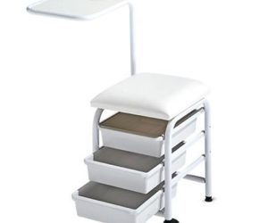 GB Medicali - Sgabello da pedicure con 3 cassetti e vassoio - EB25