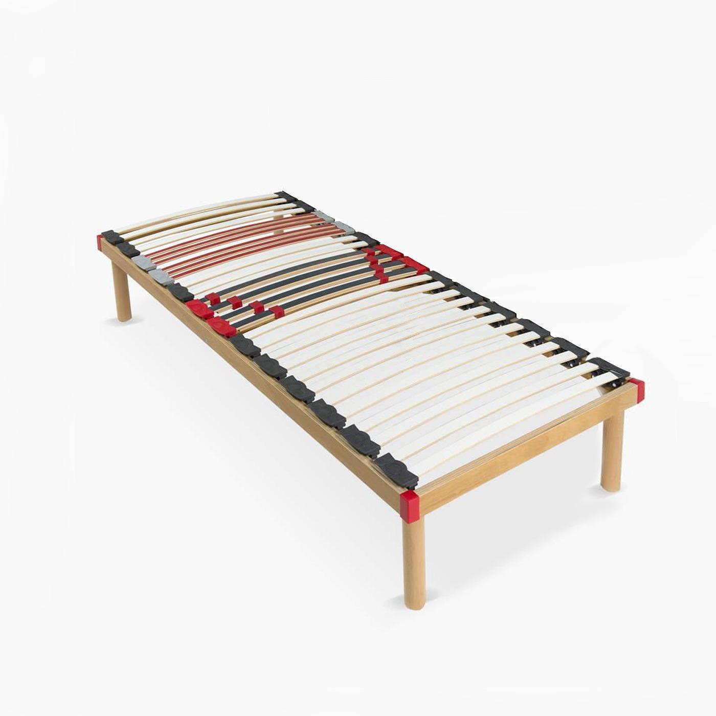Rete Letto Singola 85x190 Con Doghe In Legno – Rinforzo Verticale Centrale, 4 Piedi Smontabili, Struttura In Ferro Resistente