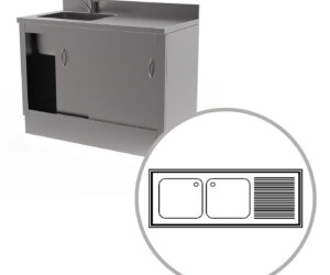 GB Medicali -Lavatoi Armadiati- 2 vasche + gocc. Dx
